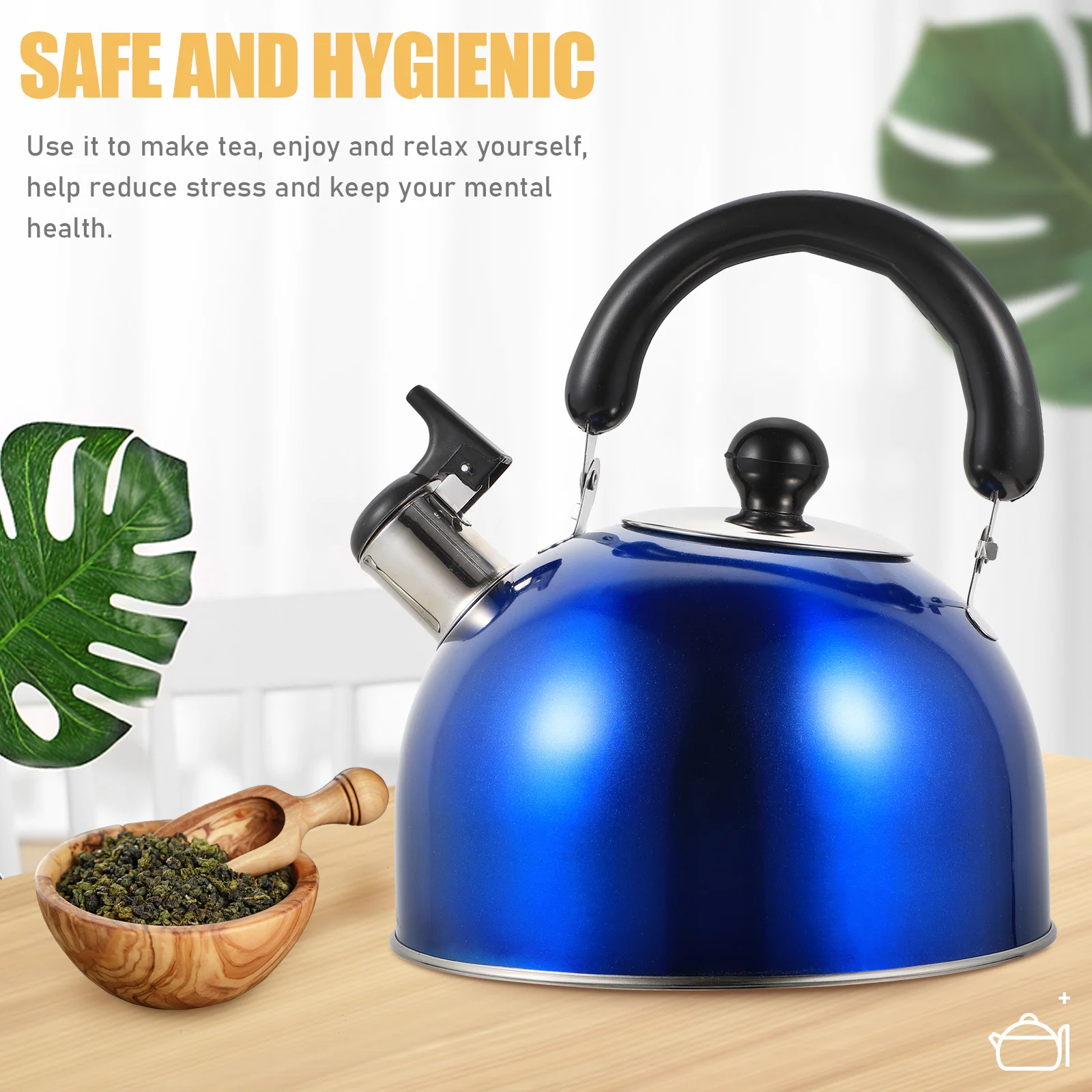 

Stainless Steel Whistling Kettle H Large Mouth Easy Clean Heat Resistance Tea Coffee Pot for Home Kitchen Spherical