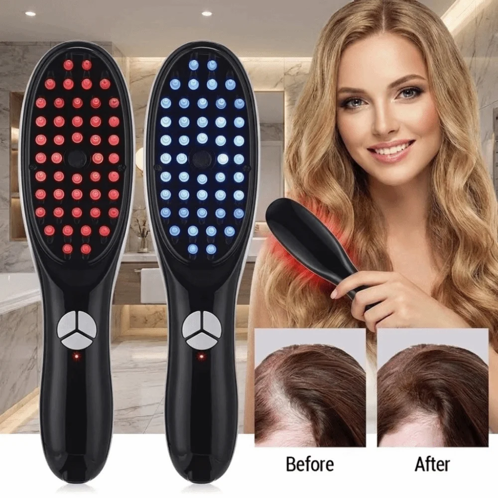 Ultrasonic Vibration Scalp Massager Anti Hair Loss Anion Spray Electric Hair Comb Red Light Blue Light Atomizing Comb
