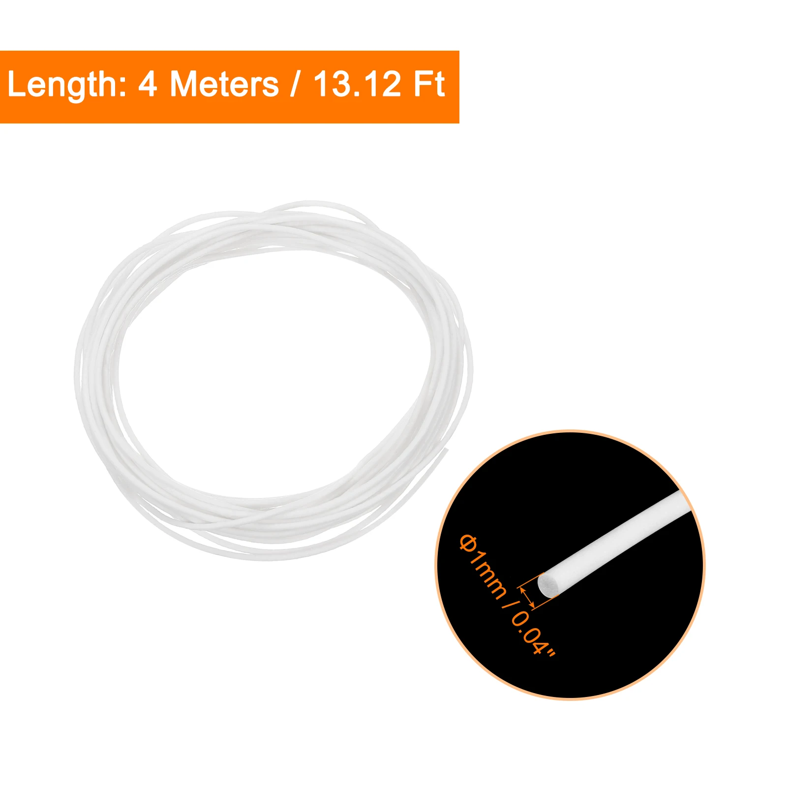 4-12m White Silicone Foam Seal Strip 1-4mm Dia Sponge Rubber Weather Seal Strip Solid Round Rubber Cord for Machinery Industries