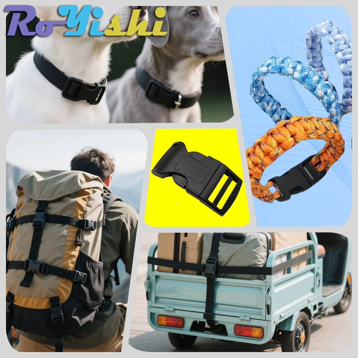 10/100Pcs Plastic Curved Curved Side Release Buckle Dog Collar Paracord Bracelet Backpack Bag Parts
