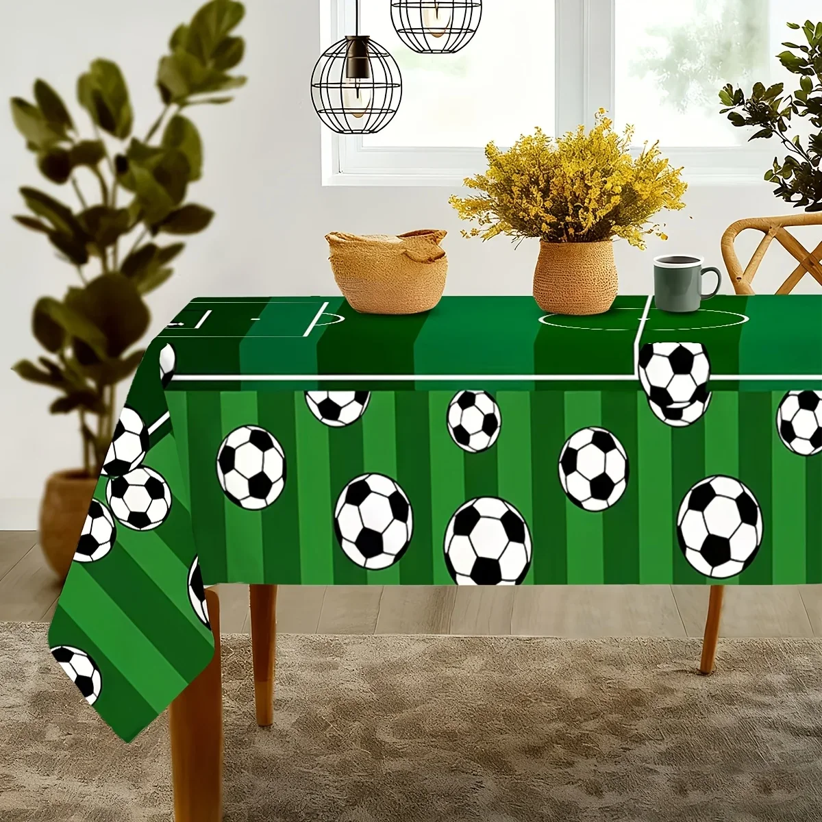 One-piece party tablecloth, football theme, polyester material, rectangular multi-sized tableclothxzj