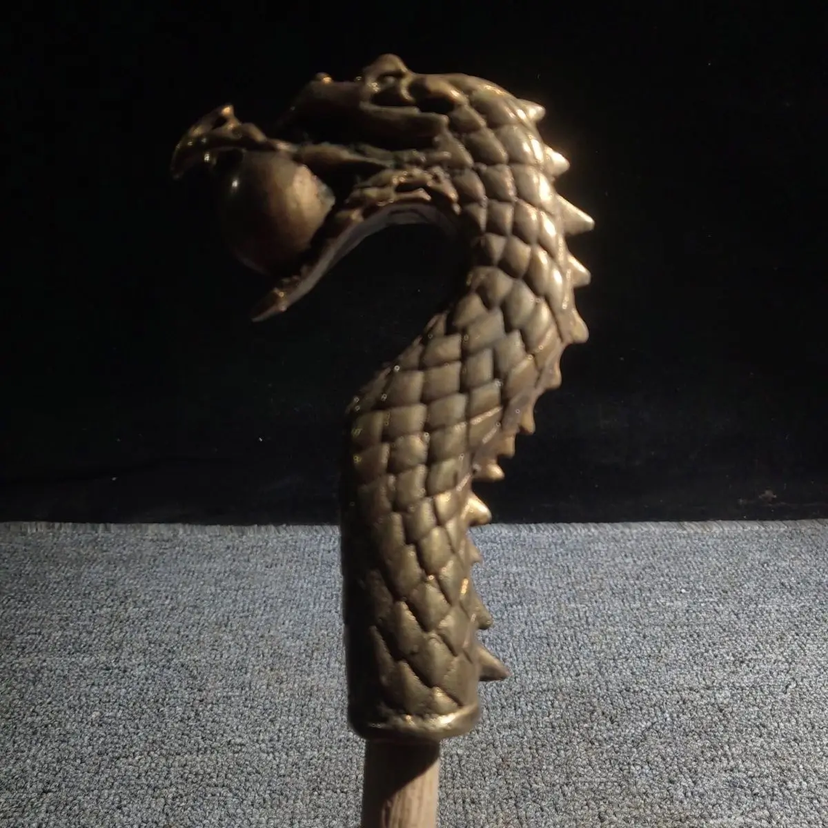play ball Dragon Head Walking Stick Head handle Statue