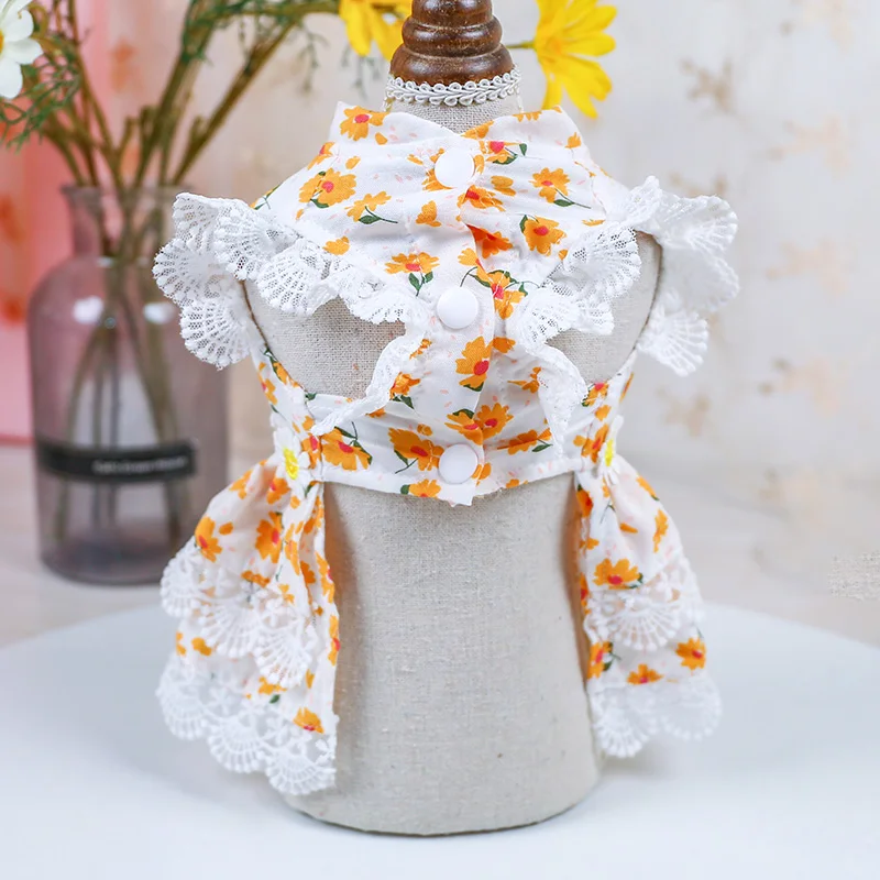 Summer Pet Clothes Cat Lace Dresses for Cats Gotas Flower Sphynx Dog Princess Dress Skirt Kitten mascotas Clothing vetement chat