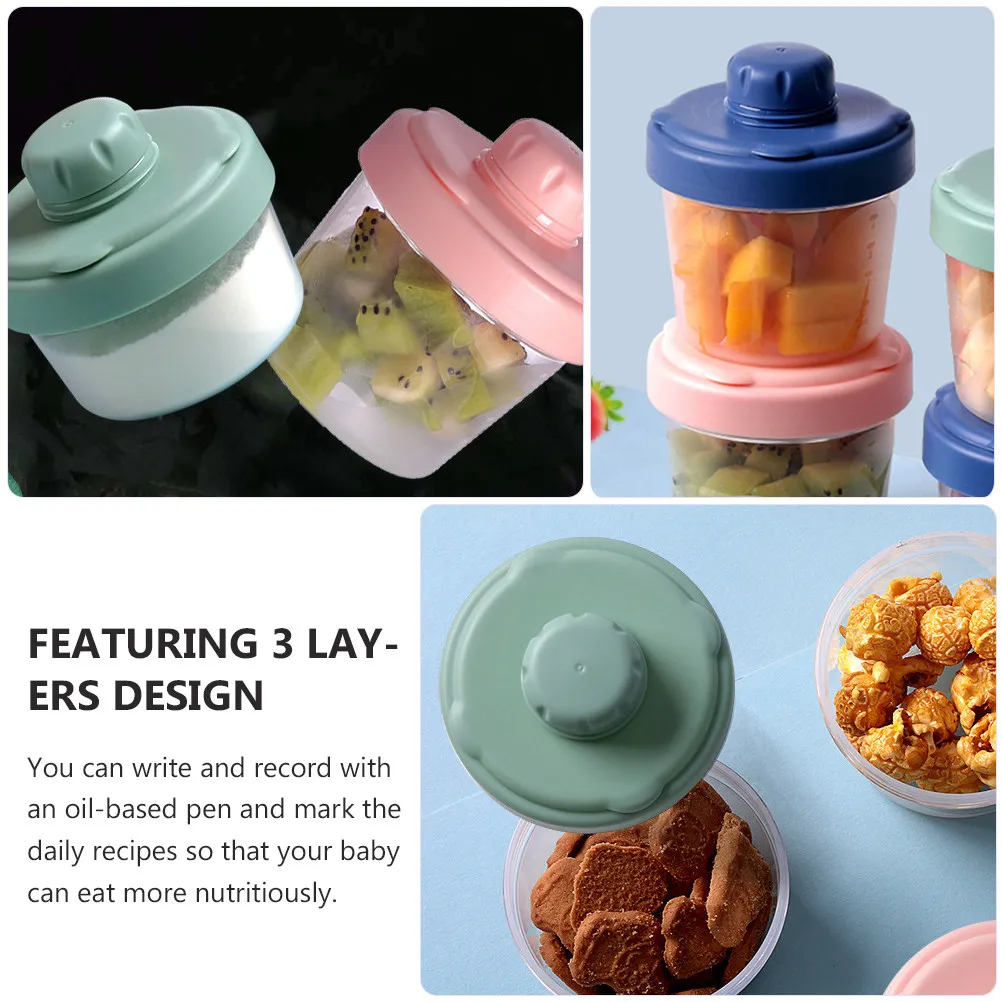 

1Pcs Baby Milk Powder Box 3 Layers Stackable Milk Powder Dispenser Compact Baby Food Organizer Snack Container