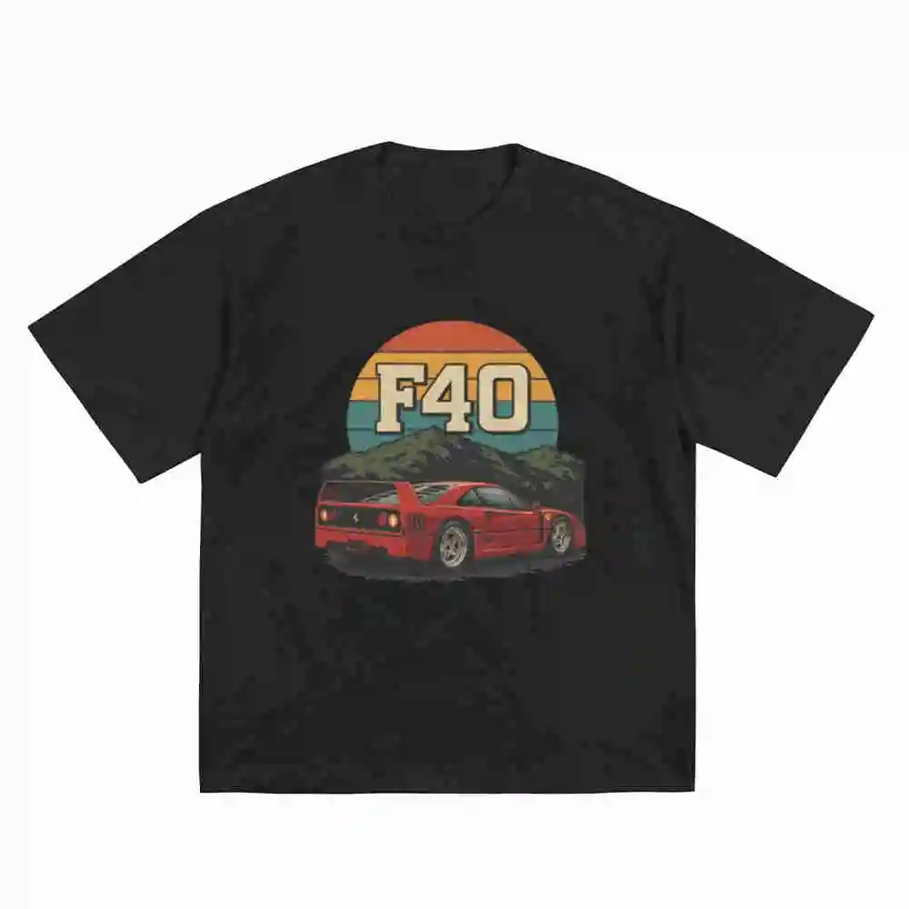 F40 Italian Supercar Short Sleeve Tee 100% Cotton T-Shirt