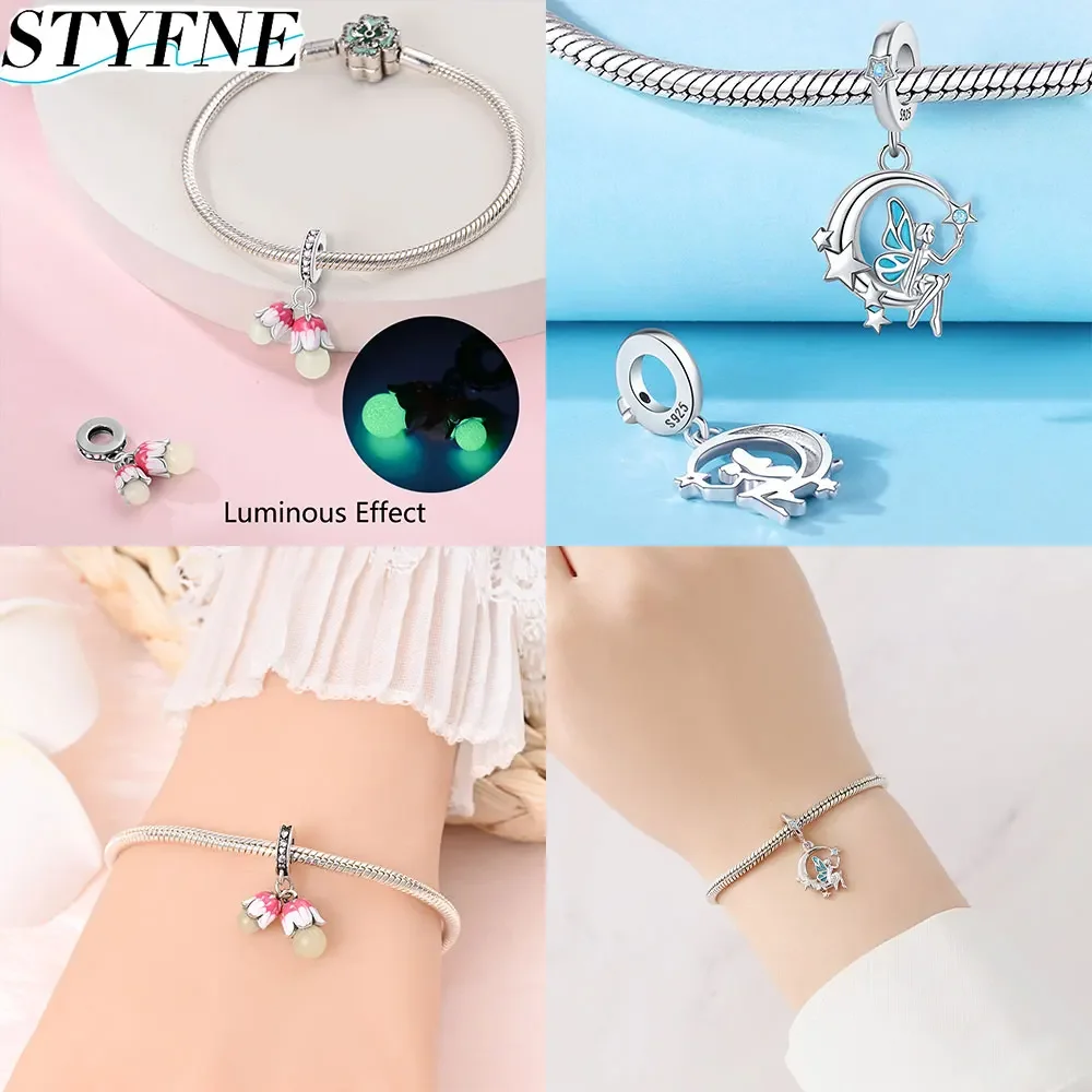 Sterling 925 Silver Style Tribute To Friendship Magic Light Two-in-one Opal Love for Women Diy Original Bracelet Jewelry Gift