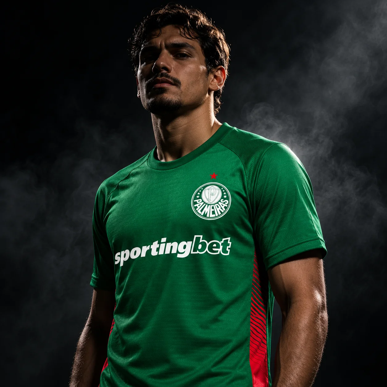 Soccer Jersey for Men 26-27 Season Green Red Side Stripes Short Sleeve Crew Neck Breathable Sports Shirt for Match Day