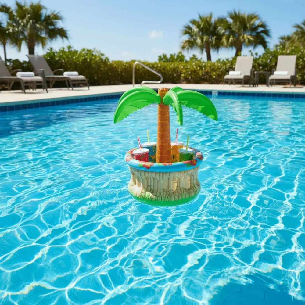 Portable Inflatable Cup Holder Blow Up Design Cooler Table Floating Bar Tray PVC Material Multifunctional Inflatable Pool Float
