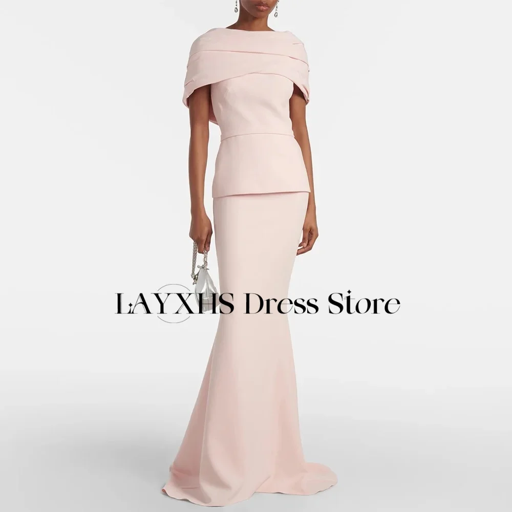 LAYXHS Mode Roze O-hals Avondjurken Zeemeermin Ruglooze Rits Vloerlengte Feest Galajurk Aangepast فساتomo 2017-