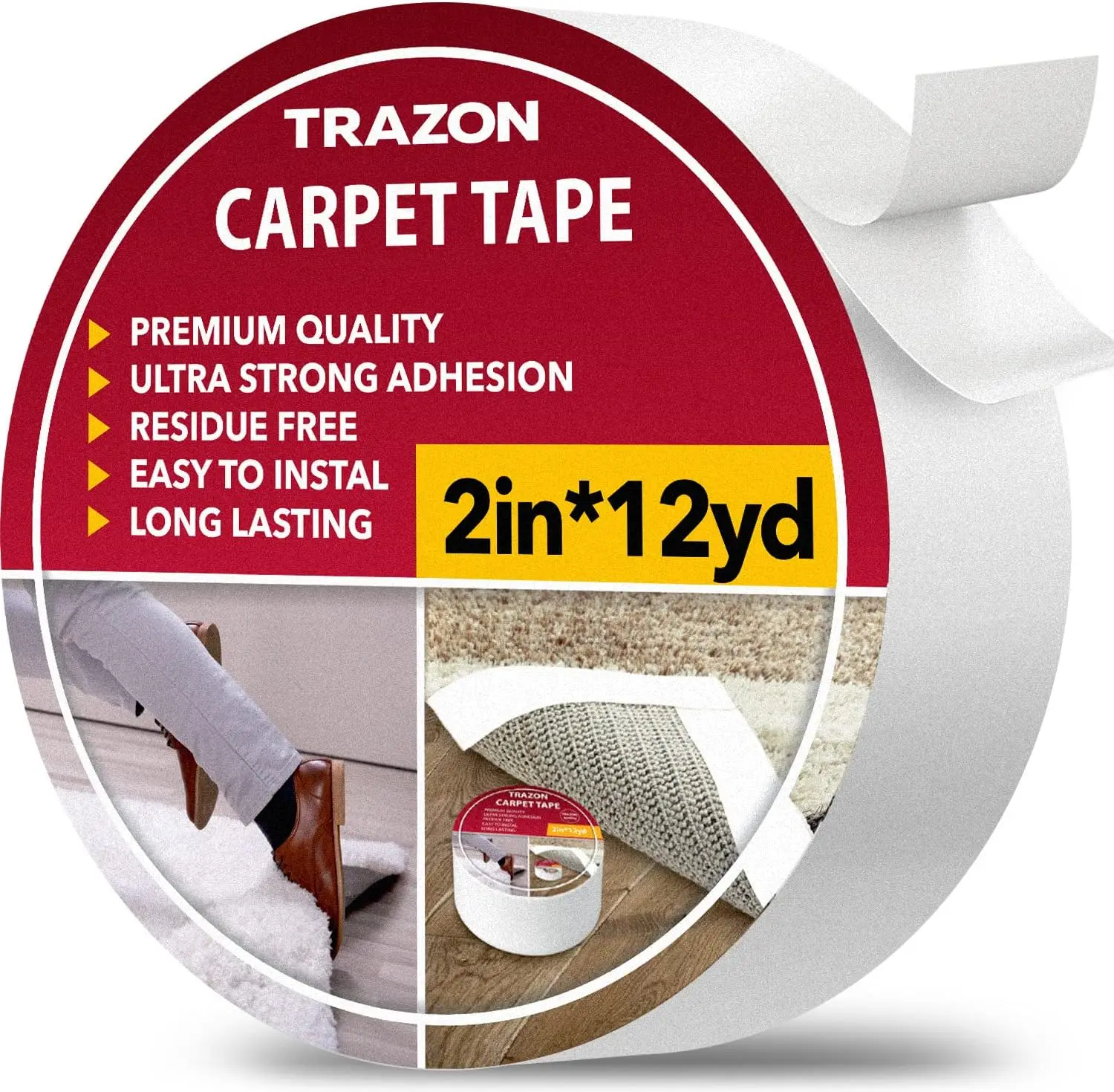 

Tape Double Sided - Rug Tape Grippers for Hardwood Floors and Area Rugs - Carpet Binding Tape Strong Adhesive and Removable, Hea