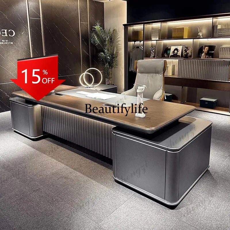 G153 Drawers Aesthetic Office Desk Designer Large Commercial L Shaped Computer Desk Executive Writing Mesa Escritorio Furniture