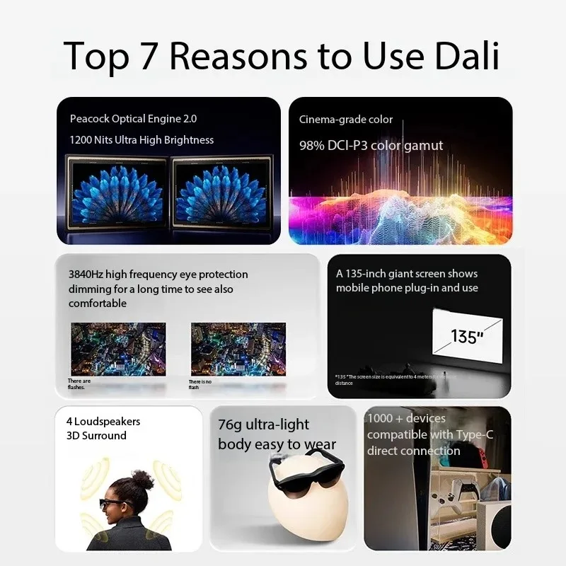 RayNeo Air 3S AR Glasses 135 inch Screen Display 3D HD Private Cinema Pocket TV for Mobile Phone Computer Game Machine