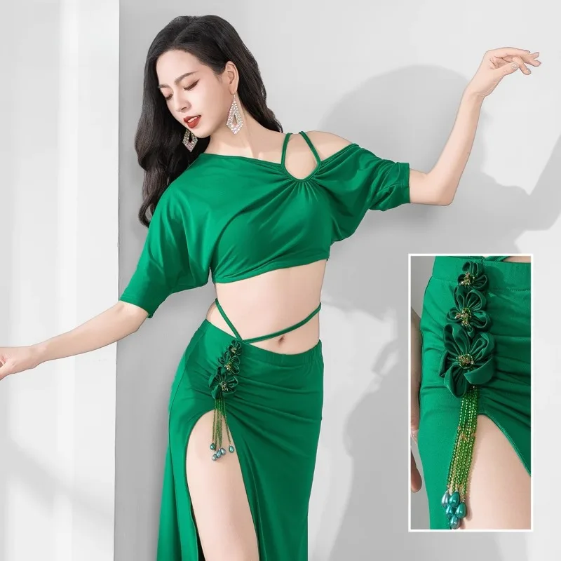 أزياء الرقص الشرقي المخصصة تصميم شرابة زهرة فستان الرقص الشرقي ممارسة الزي مجموعة أزياء dla dansца vita