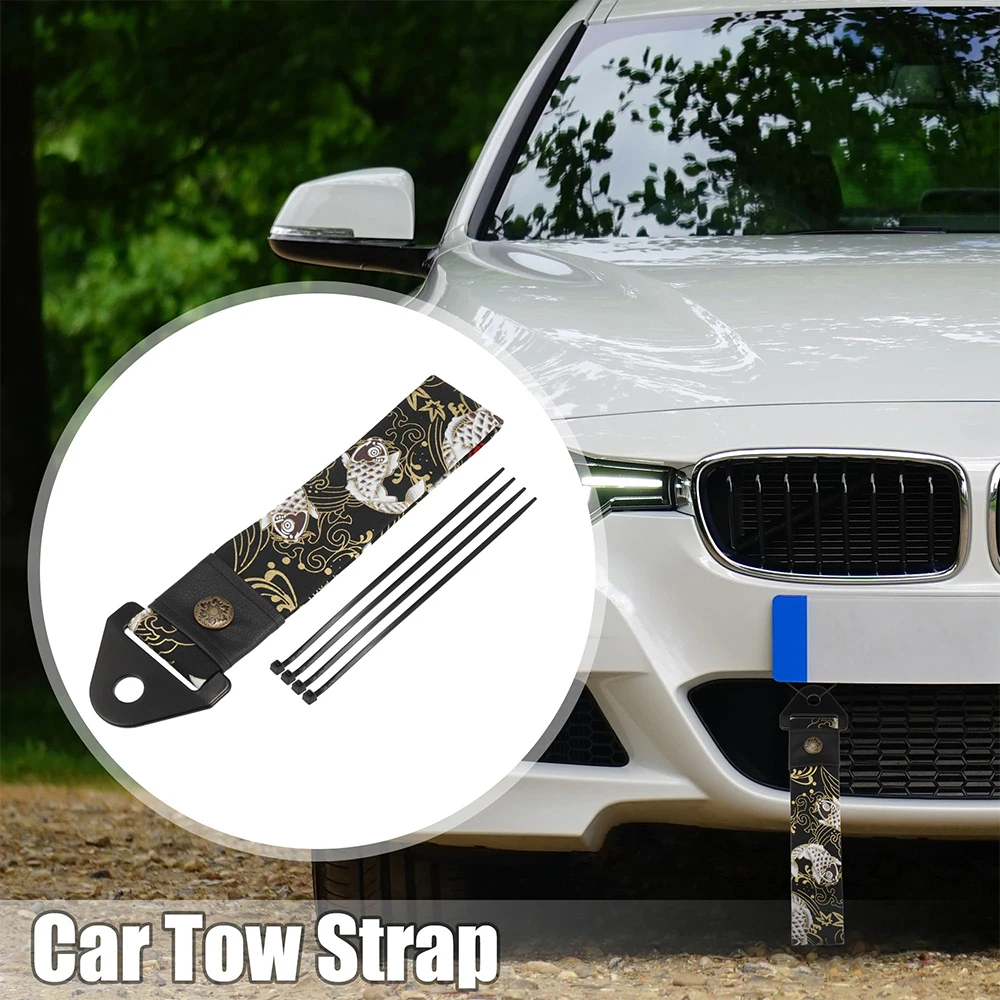 Racing Style Tow Strap, Universal Competition Tow Bar, Nylon Car Tow Rope Hook, Front Bumper Decorative Streamer