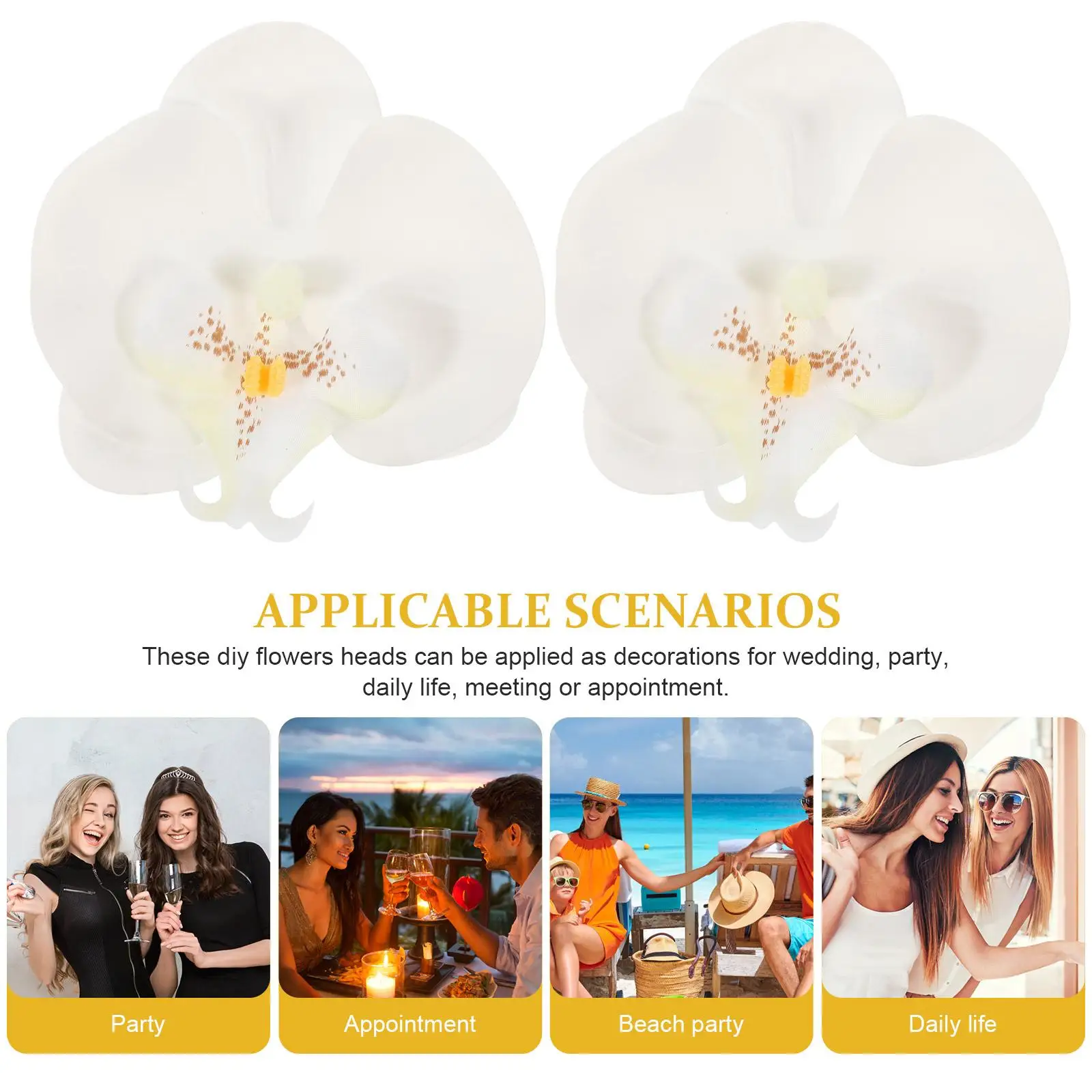 5 قطع من رؤوس فالاينوبسيس الصناعية للحرف اليدوية الصغيرة الاصطناعية البيضاء الصغيرة المزيفة #5