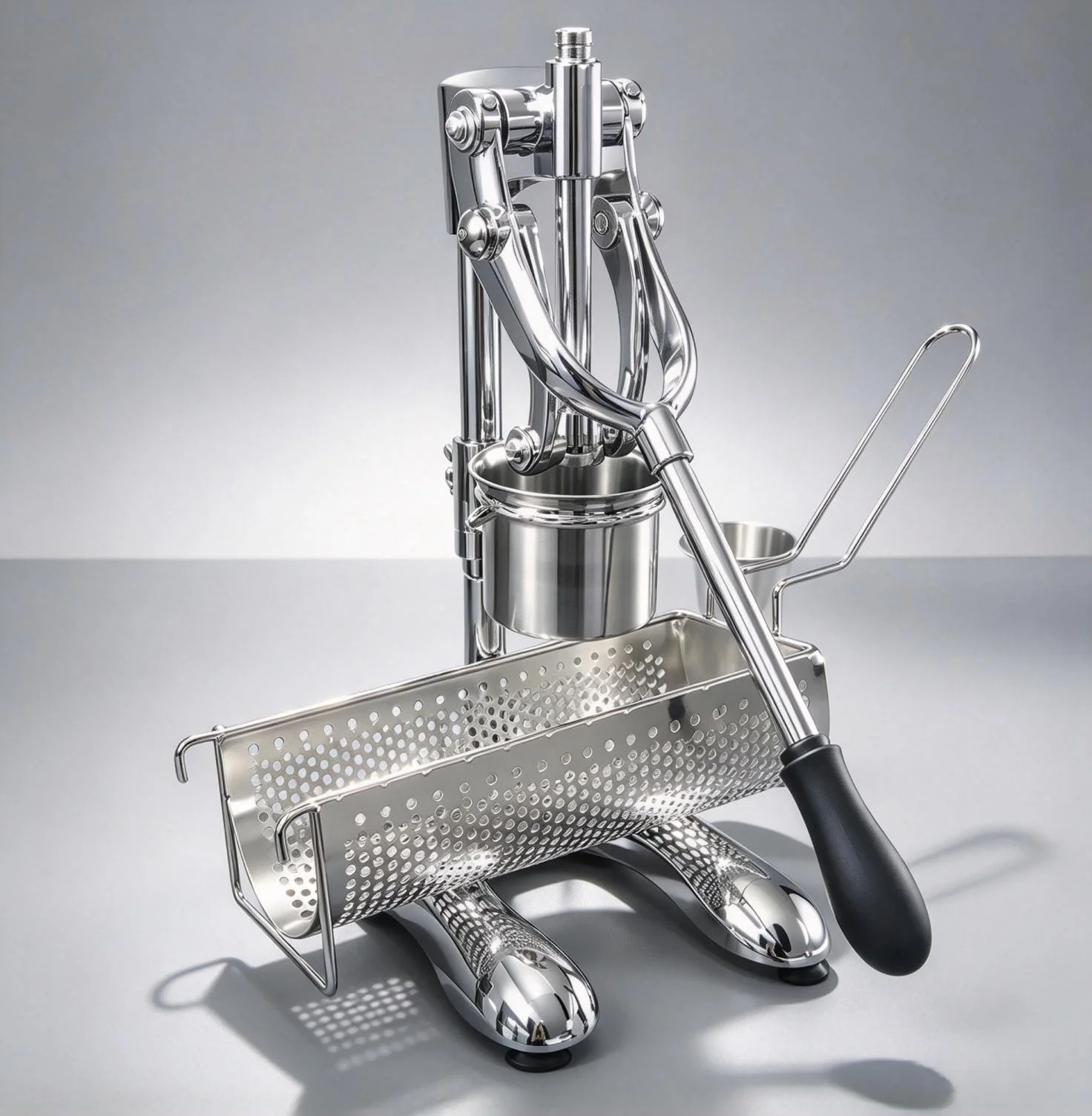 Manual 304 Stainless Steel French Fry Extruder, 30CM Super Long Fries Maker, Multifunctional Mashed Potato & Noodle Machine