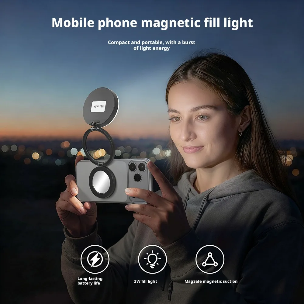 Magnetic Mobile Phone Fill Light Makeup Mirror Handheld External Camera Mobile Phone Lighting Magsafe Live Beauty Pocket Lamp