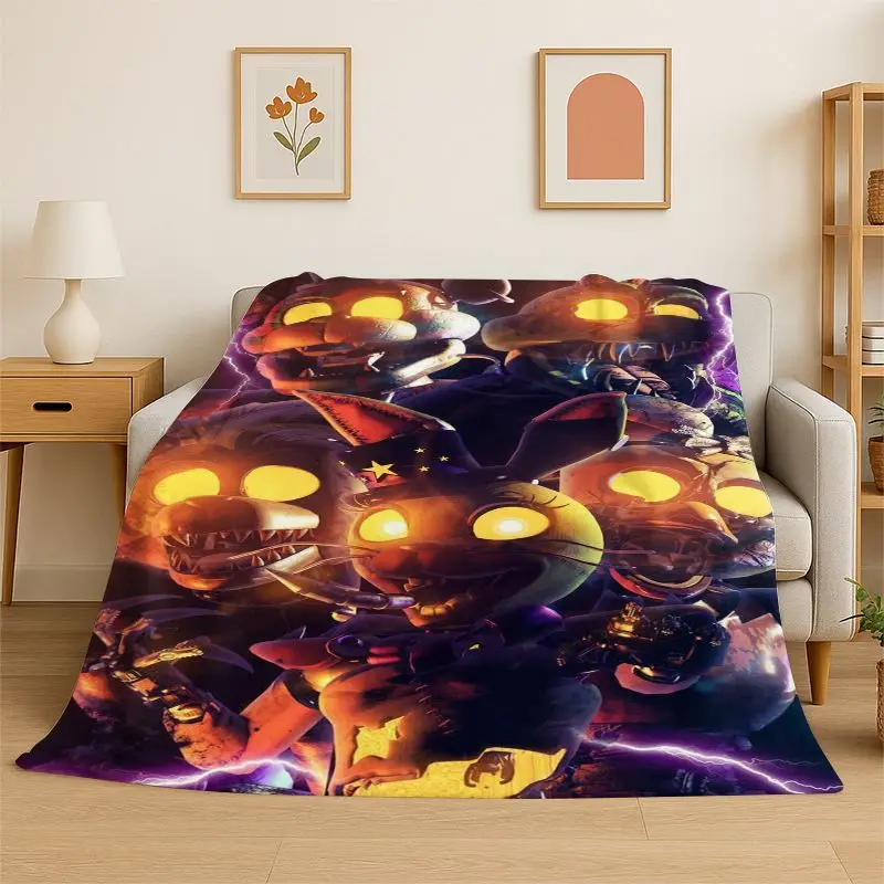 Horror Game F-FNAF Freddy Soft Flannel Throw Blanket,Warm Cozy Blanket for Bed,Couch,Sofa,Bedroom,Living Room,Travel,Picnic
