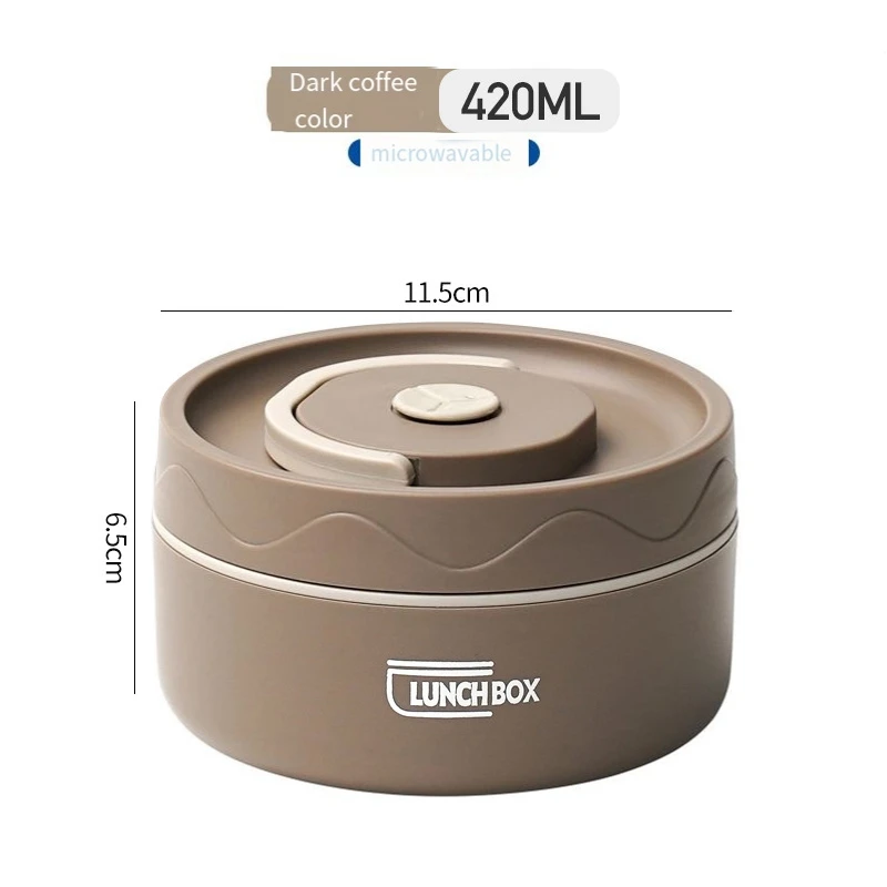 Récipient à déjeuner chaud en acier inoxydable, boîte à bento thermique portable pour aliments