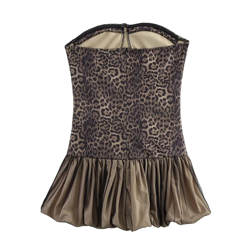 KEANKETIAN Europeu e Americano feminino novo sem alças zíper traseiro em camadas plissado borda vestido inchado mini saia