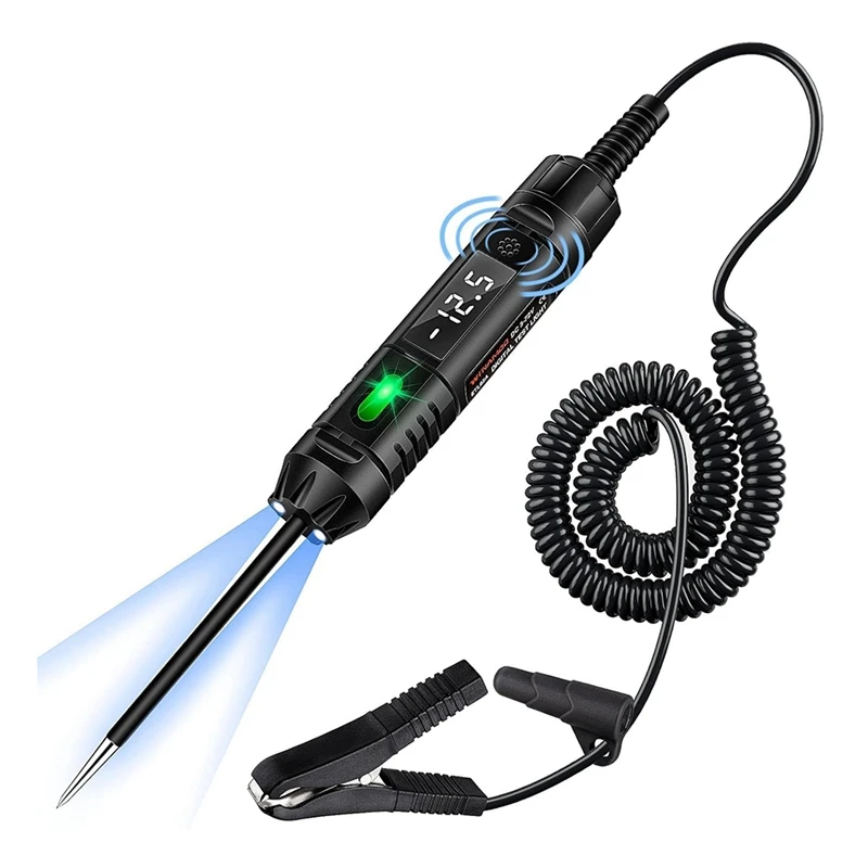 

Circuit Tester With Buzzer, 3-72V DC Digital LED Test Light With Voltmeter, Automotive Light Tester With Illumination