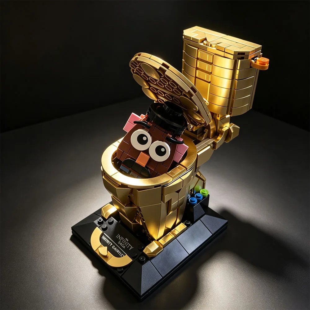MOC Golden Toilet Creative Model Building Blocks Gold Infinity Gauntlet Toy Model Ornament Christmas Festival Party Gifts