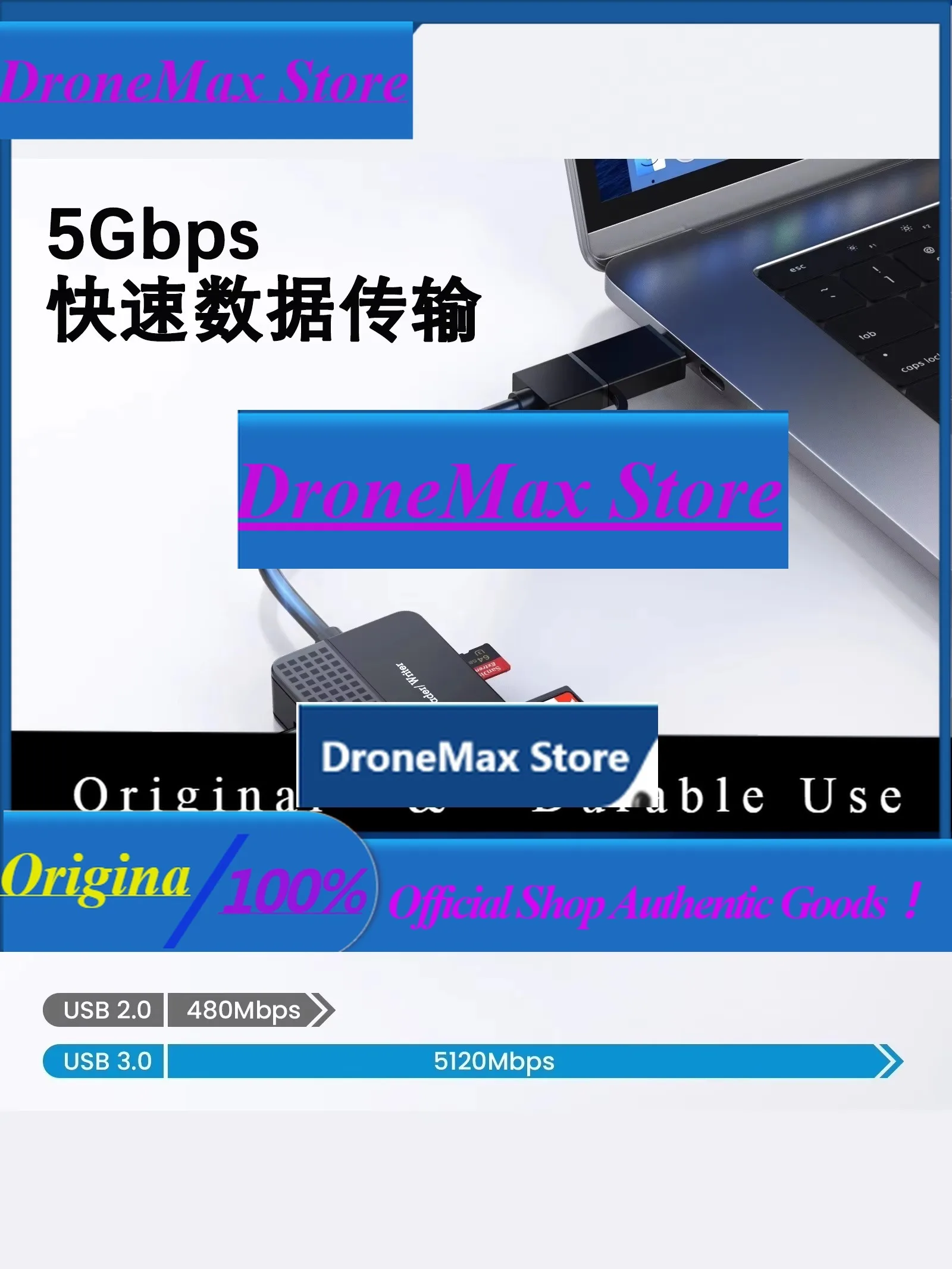 Многофункциональный кард-ридер DroMa USB3.4 0/3.1 для мобильных телефонов, планшетов и компьютеров, высокоскоростное чтение и запись карт памяти CF, SD, TF, MS.
