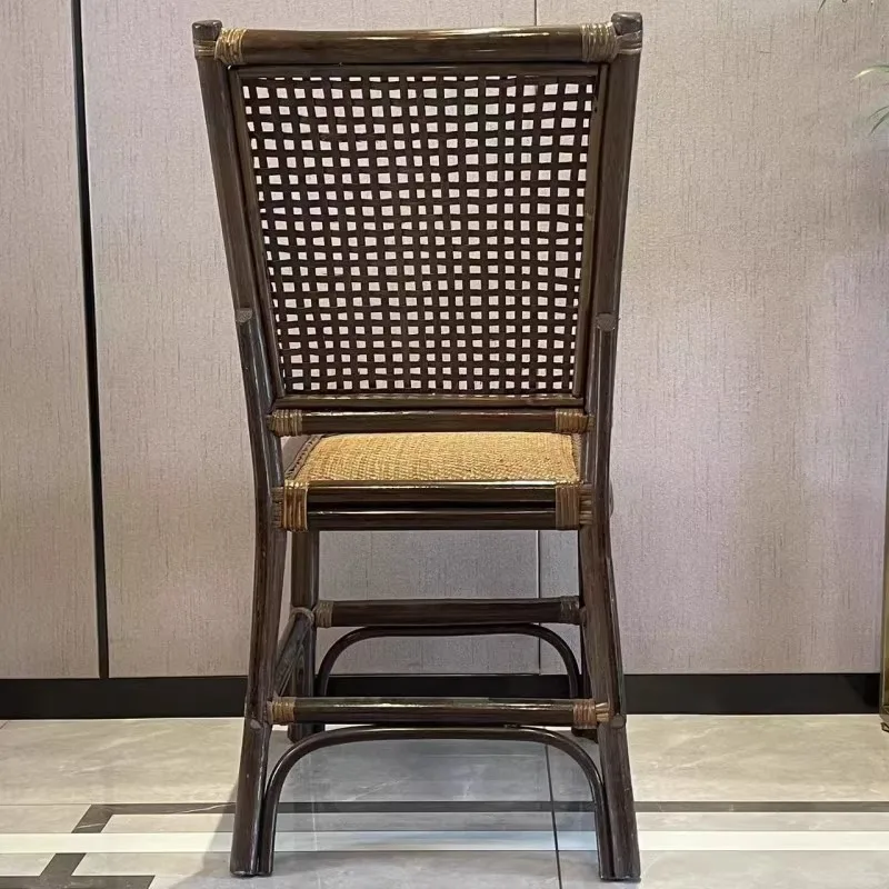 Natural Indonesian rattan hand-woven rattan dining chair hotel barbecue shop chair suitable for bedrooms and living rooms