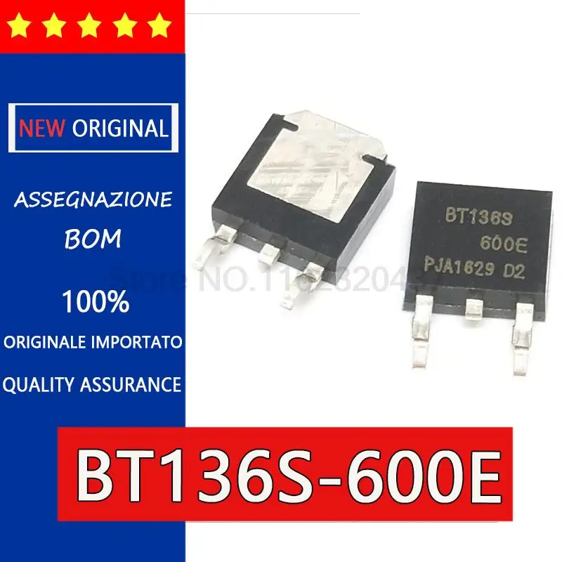 5PCS original BT136S-600E TO252  Bidirectional thyristor 4A 600V The bidirectional