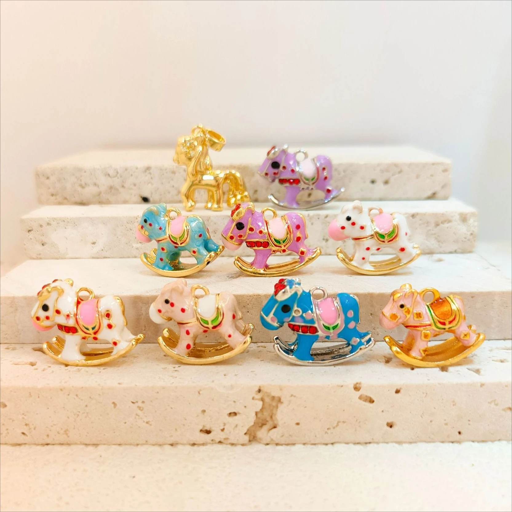 

11pcs Macaron Colors Horse Charms Pendants for Jewelry Making Necklace Earrings Bracelet DIY Accessories Supplies