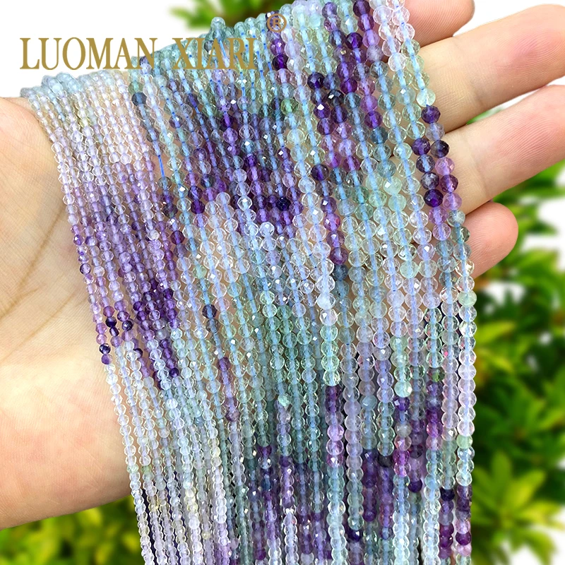 Facettierte AA Fluorit Runde Naturstein 2 3 4mm Lose Spacer Perlen für Schmuck Machen Diy Armband Charms Zubehör 15''