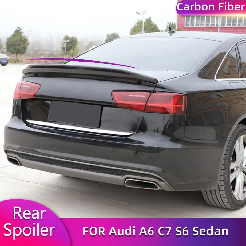 

Carbon Fiber Rear Trunk Spoiler Wings for Audi A6 C7 S6 Sedan 4-Door 2012-2018 Car Racing Rear Spoiler Boot Wing Lip Body Kit