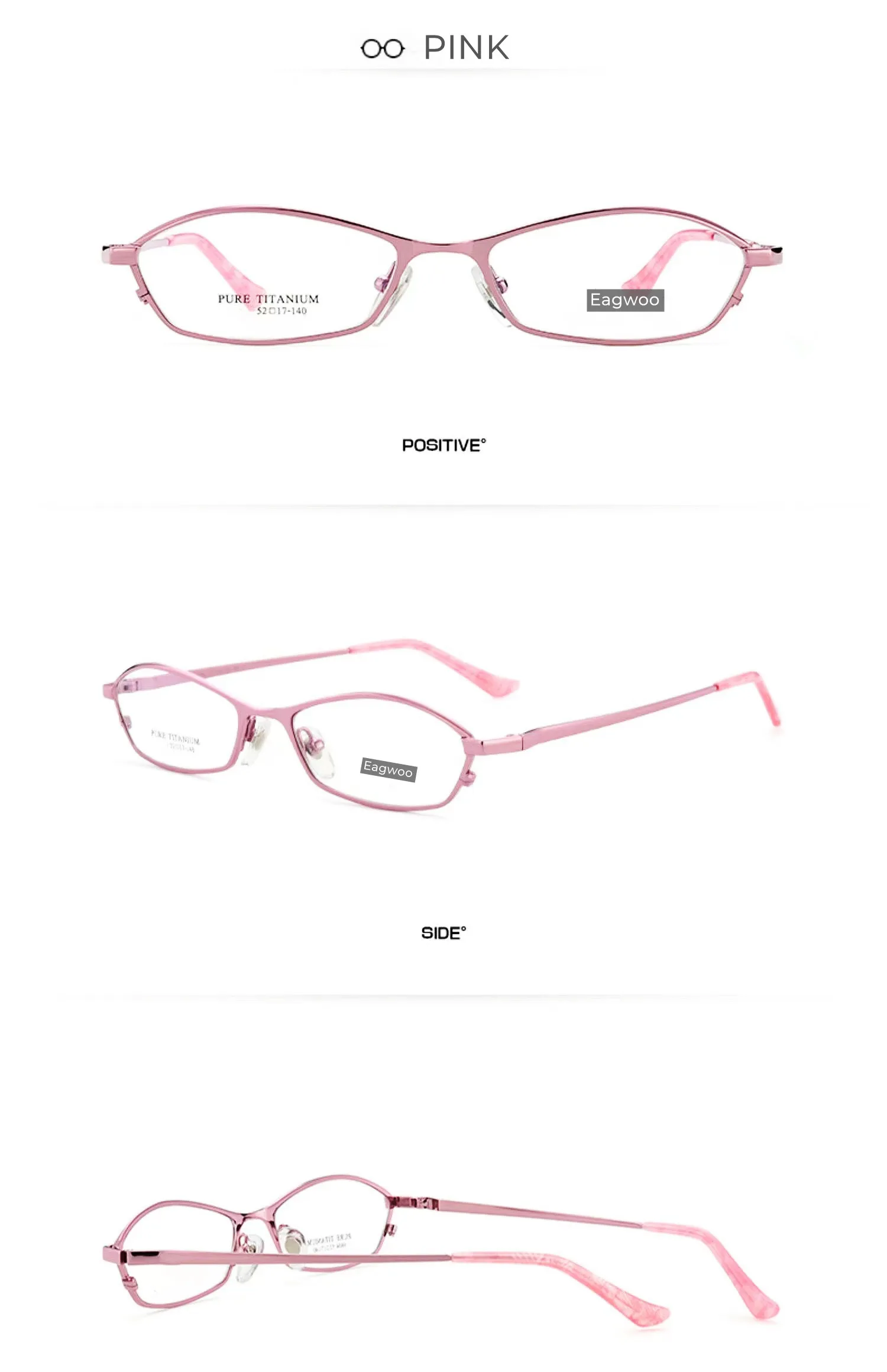 Reinem Titan Frauen Brille Entworfen Abnorme Form Vollrand Spektakel Hohe Grade Rezept Brillen – Detail 8