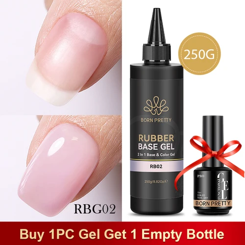 Imagen 2 del producto BORN PRETTY 250g Esmalte de uñas en Gel con Base de goma rosa desnudo Color Natural de cristal Semi permanente Soak off UV LED Gel barniz para decoración de uñas