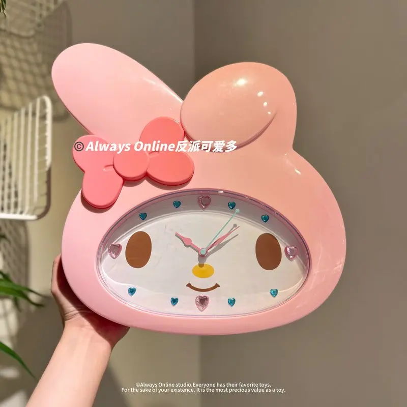 

Kawaii Cute Hello Kitty My Melody Wall Clock Mute Seconds Quartz Clock Cartoon Wall Mounted Clock Bedside Room Home Decor Clock