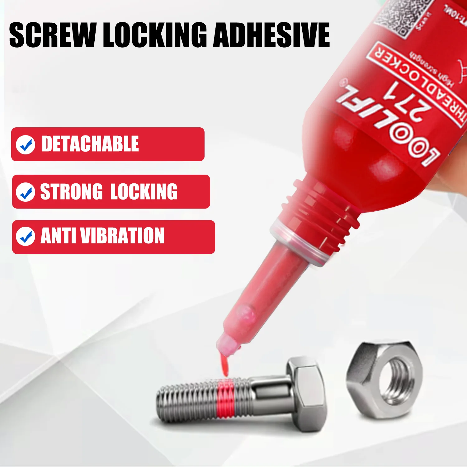 50ML 271 243 Schraubverschluss-Gewindesicherungsmittel Roter Schraubenkleber Gewindesicherung Anaerober Klebstoff Anti-Lose Universelles Gewindedichtmittel