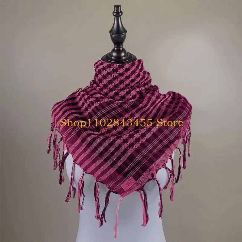 49MC Shemagh Scarves Keffiyeh Square Scarf Houndstooth Arab Headscarf Multifunctional Bandana Tassels Shawl Wrap