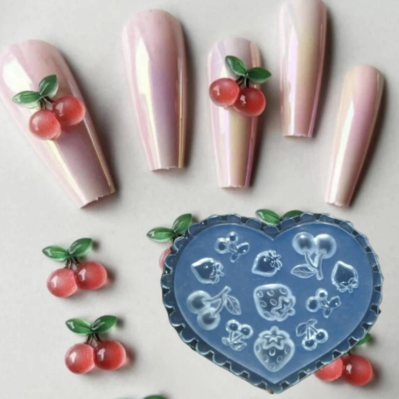 1-Piece DIY Reusable 3D Nail Silicone Mold Versatile Bow Cartoon Strawberry Party Nail Decoration Nail Salon Art