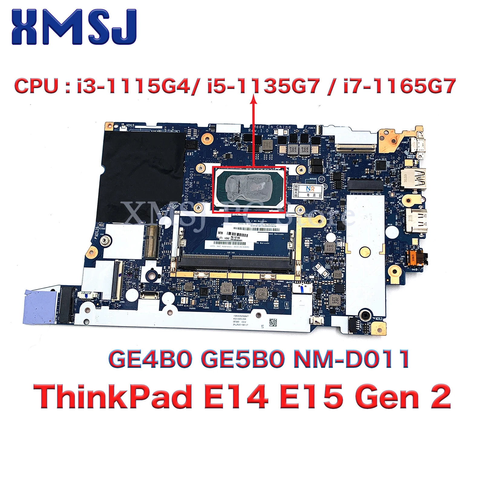 For LENOVO Thinkpad E14 E15 Gen 2 Laptop Motherboard GE4B0/GE5B0 NM-D011 5B21C71871 5B21C71875 i3-1115G4 i5-1135G7 i7-1165G7 CPU