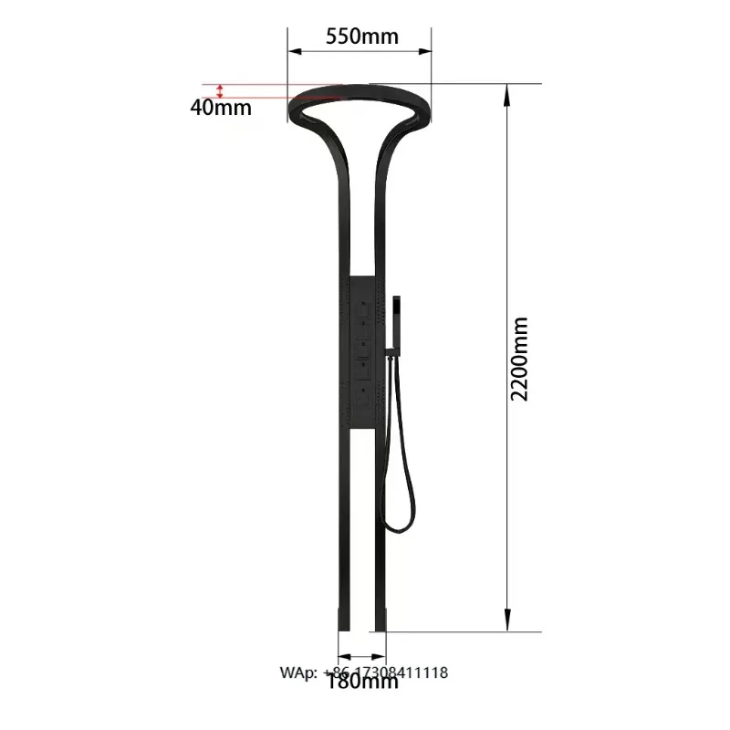 Hot Sale Black Wall Mounted Multifunctional Bathroom Waterfall Rain Shower Head Set System Panel