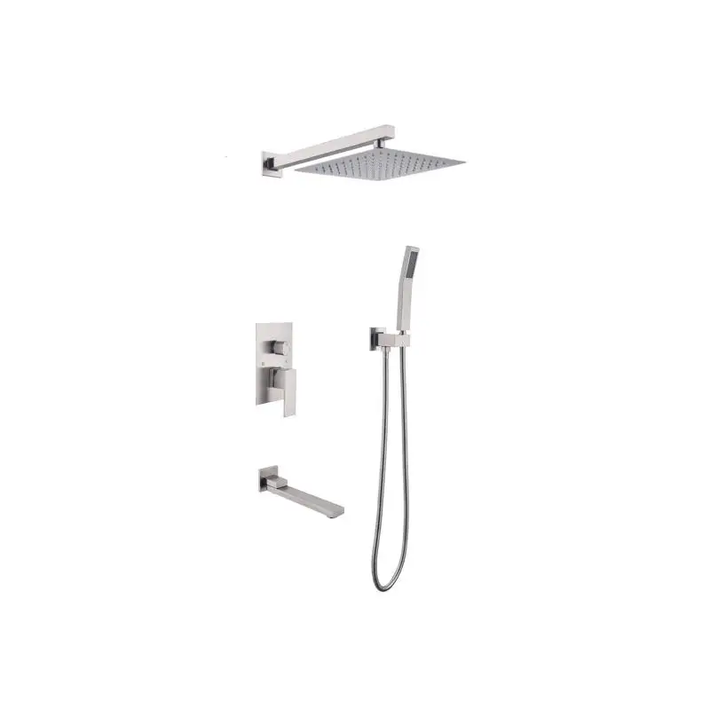 

10-Inch Square Luxury Rain Mixer Shower Combo Set with Adjustable Handheld Showerhead and Easy Installation
