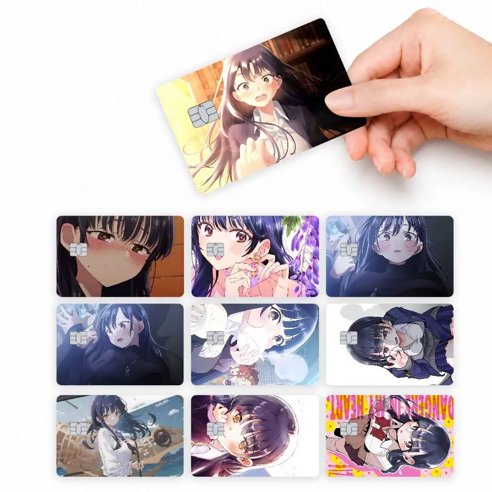 Anime Anna Yamada  4pcs Credit Card Skin Stickers Suitable for Bank Debit Subway Bus Transit Pass Decorative Cover