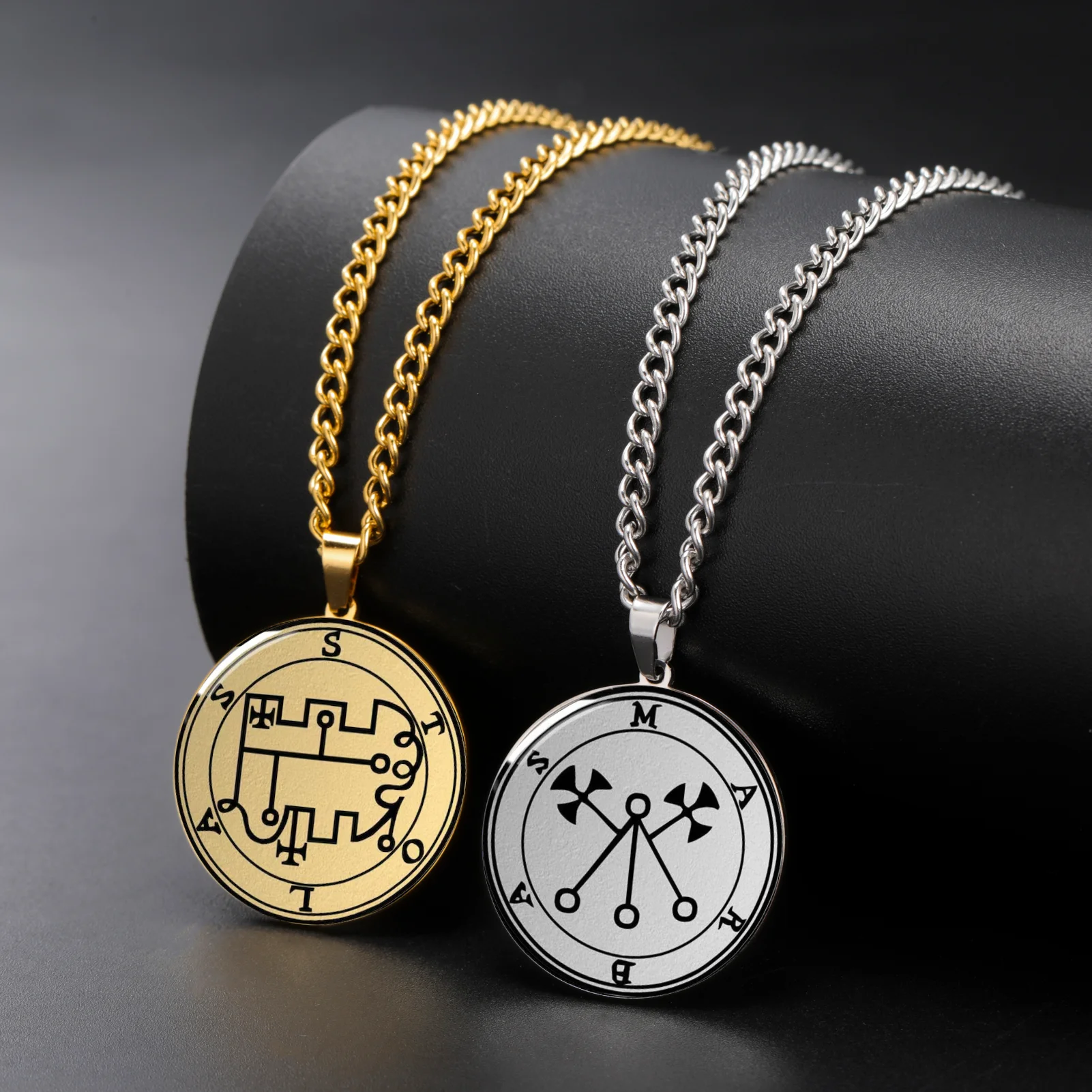 

Demon Seal Sigil Satan Statement Necklace Demon Seal Necklace Stainless Steel Goetia Amulet Talisman Pendant Jewelry Gifts
