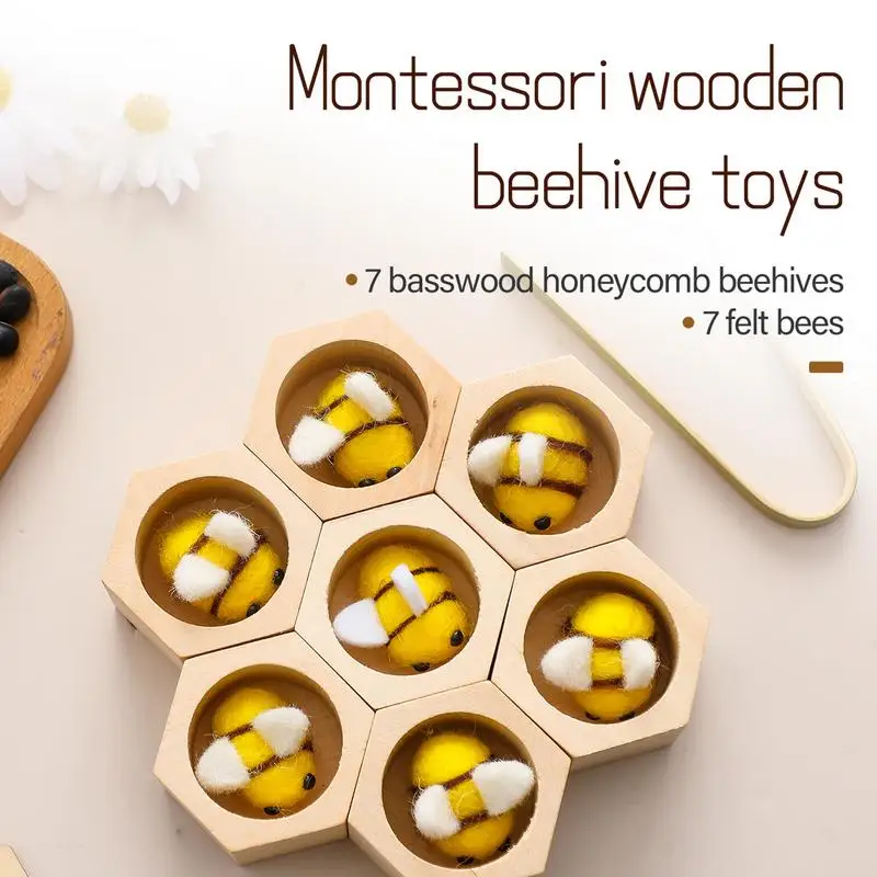 Fine Motor Skill Bee Toy Interactive Funny Clamping Bee Educational Sensory Bin Tools Toys Early Learning Bee Toy for Home Kids