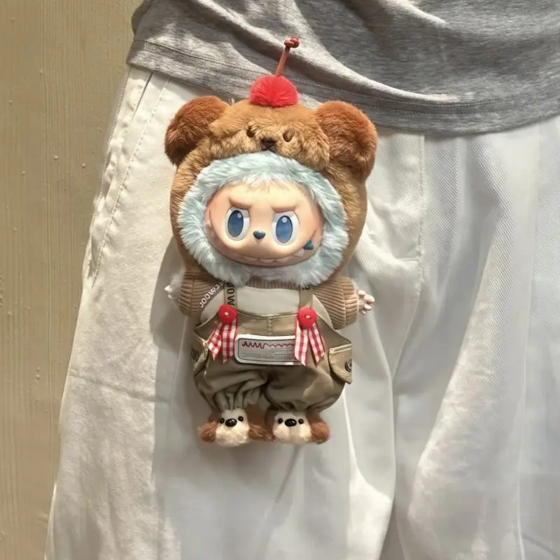

17 см кукольная одежда Labubu 1-3 поколения, модные крутые штаны на подтяжках, одежда с медведем для аксессуаров Labubu