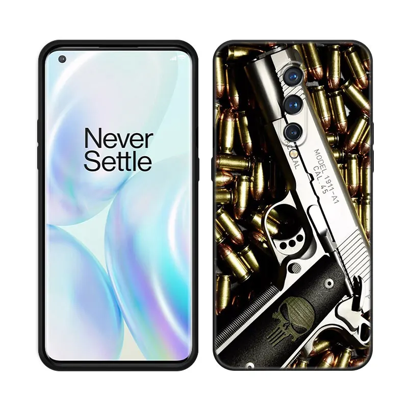 The Military Weapon Black Silicone Phone Case For OnePlus 9 10 11 12 ACE 2V Pro 9RT 10T 10R Nord CE 2 3 Lite N10 N20 N30 5G