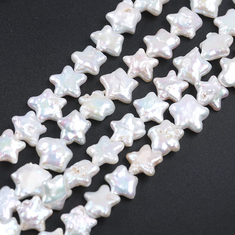 

12mm natural white real five star loose pearl beads strands