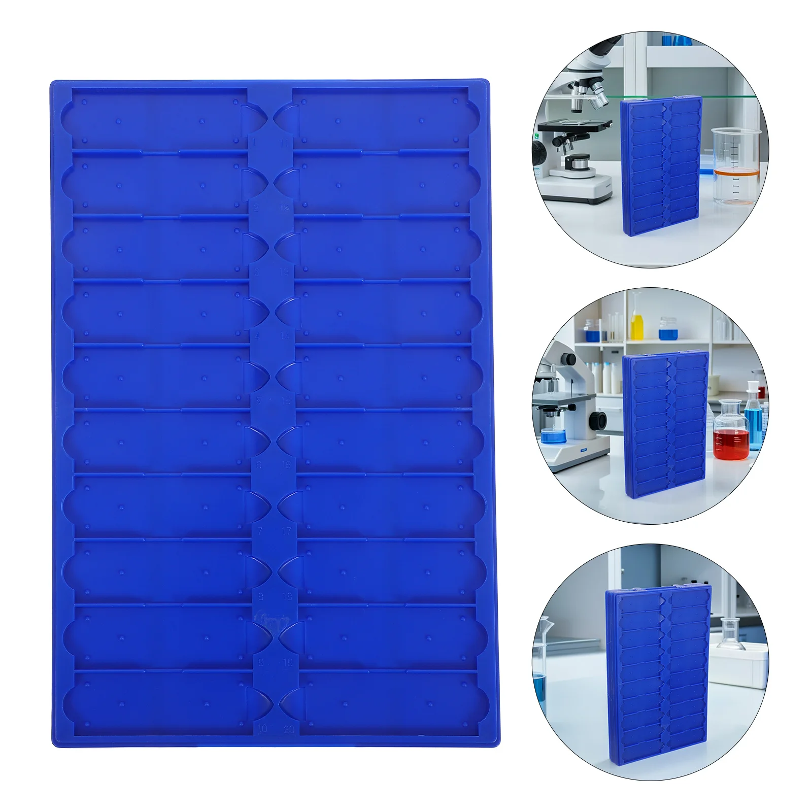 

4Pcs Microscope Slide Drying Board Thick Plastic 20 Slots Storage Rack Lab Holder Accelerating Sample Drying for Laboratory