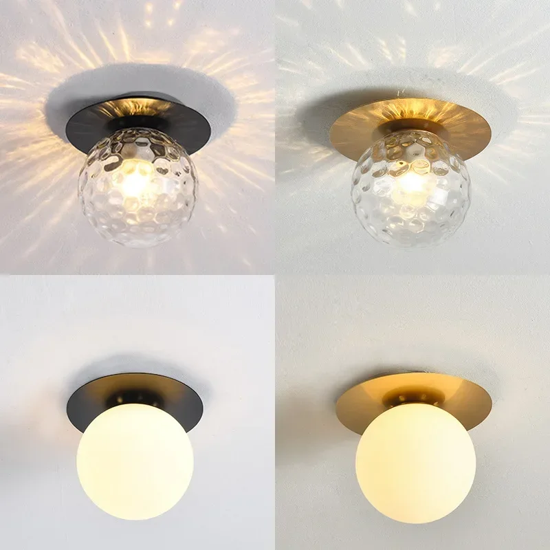 Modern LED Ceiling Light Corridor Pendant Lamp Glass Ball Living Room Cloakroom Indoor Staircase Decoration Lighting Fixtures