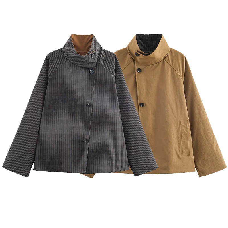 

2025 Women Autumn Jacket Fashion Double Sided Coat Female High Street Long Sleeve Jackets For Women Casual New Outerwears